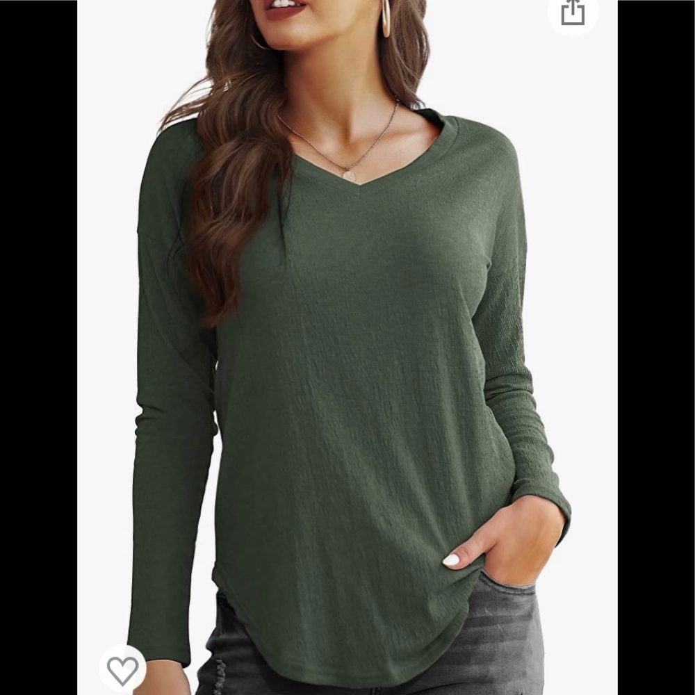 Koncle Womens Tops V Neck Long Sleeve Shirts for Women Casual Tunic Tops - NWT